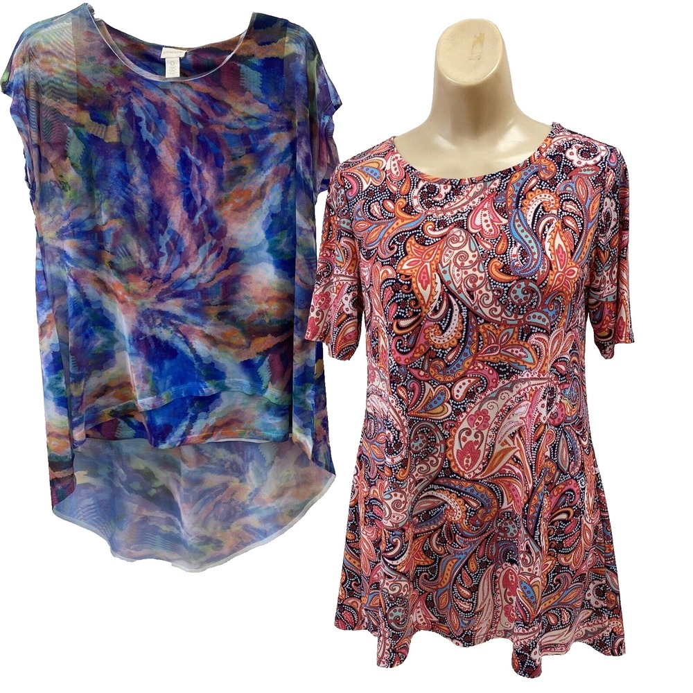 Chico's Tops size 0 US Small paisley print watercolor print hi low blouse x2